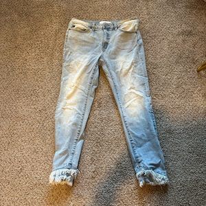 KANCAN Light Wash Destroyed Double Fray Hem Jean SZ 29x 11 Rise x29 inseam